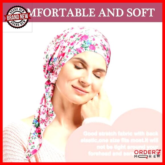 4 Pack Pre Tied Chemo Headwear Cotton Turbans for Women Patients main image 5